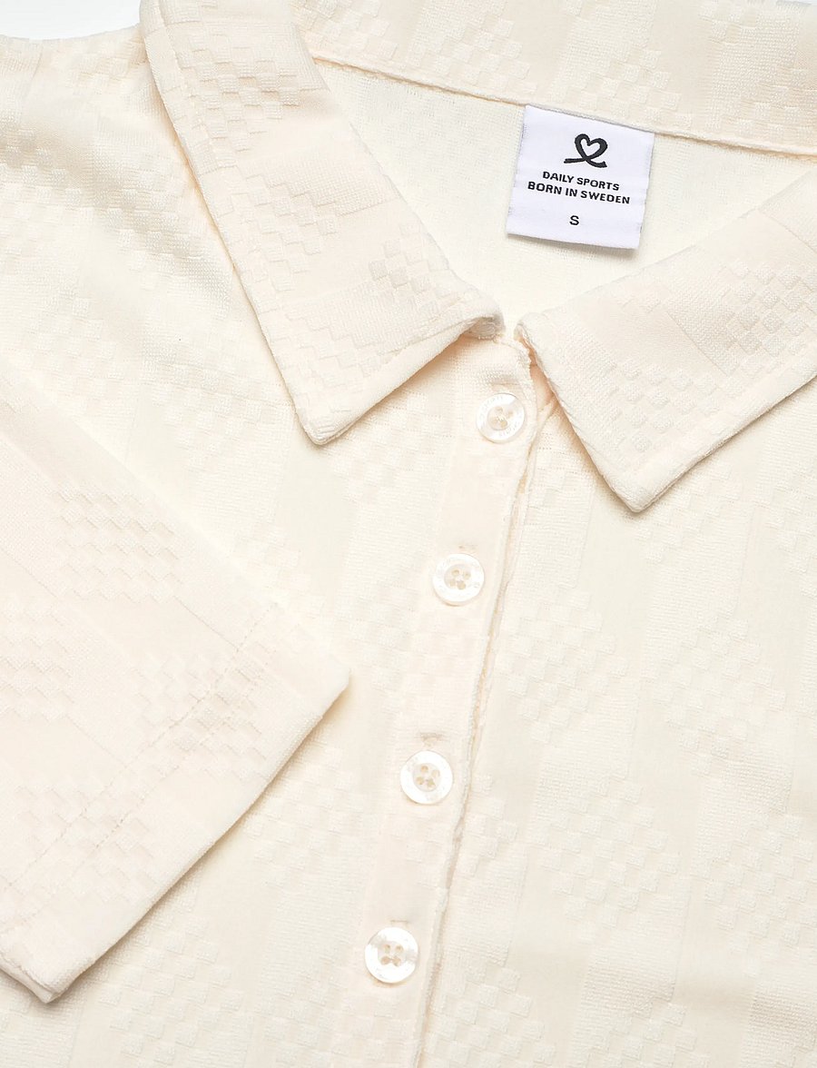 Daily Sports - Graphic Jaquard LS Poloshirt - topit & t-paidat - ivory - 2