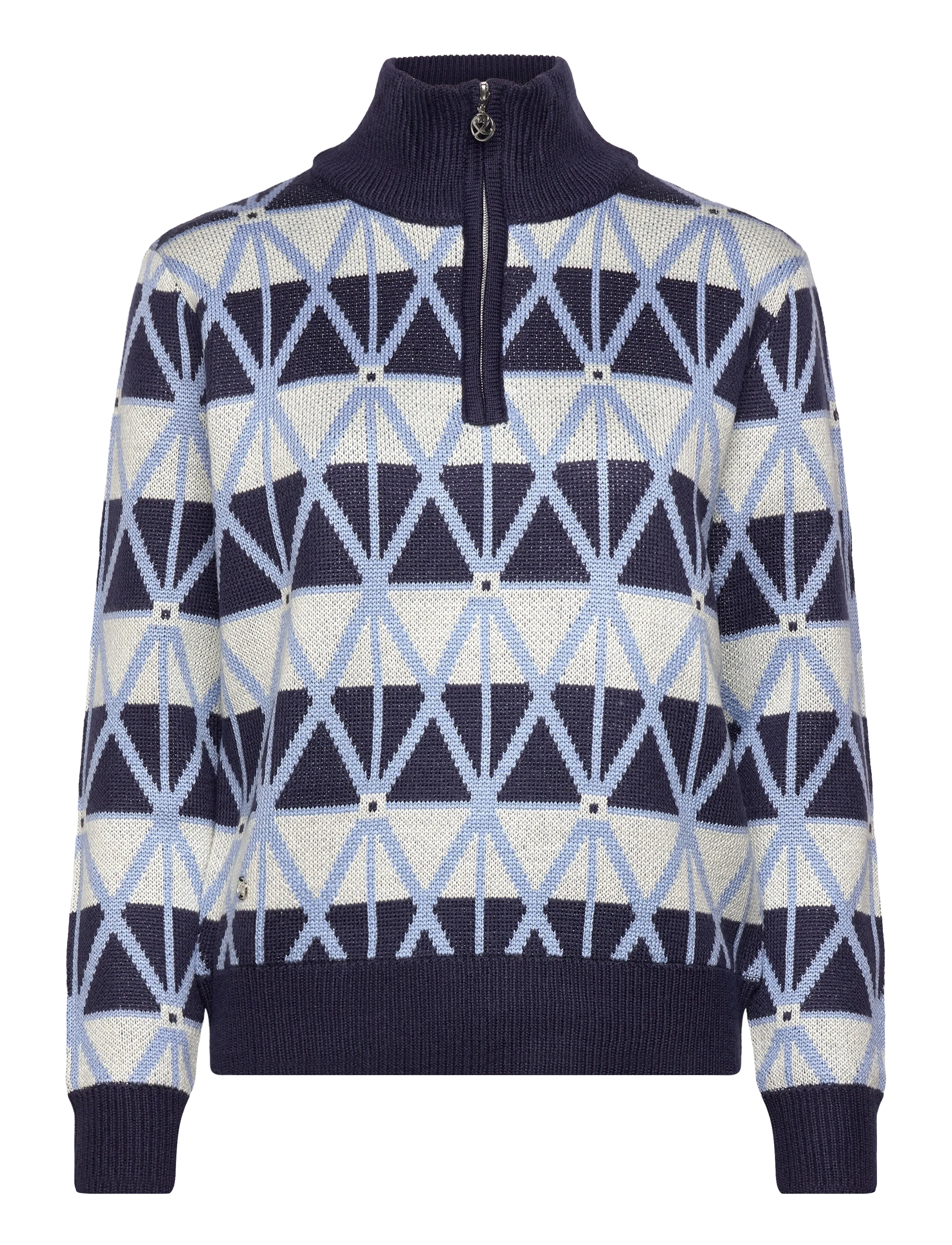 Daily Sports Argyle Half neck Pullover lined - Tøj - NAVY / navy