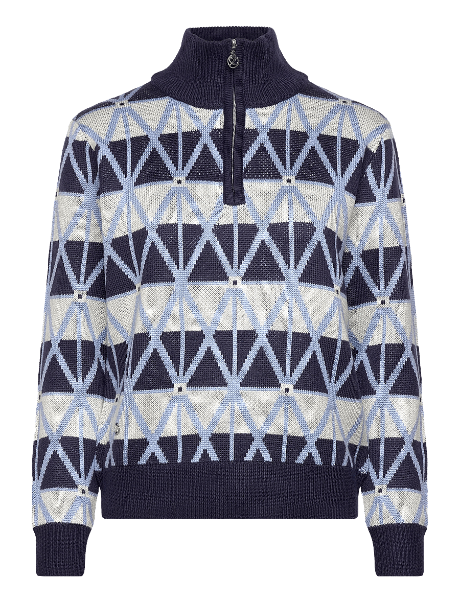 Daily Sports - Argyle Half neck Pullover lined - sweatshirts - navy - 1