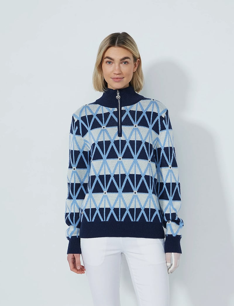 Daily Sports - Argyle Half neck Pullover lined - sweatshirts - navy - 0