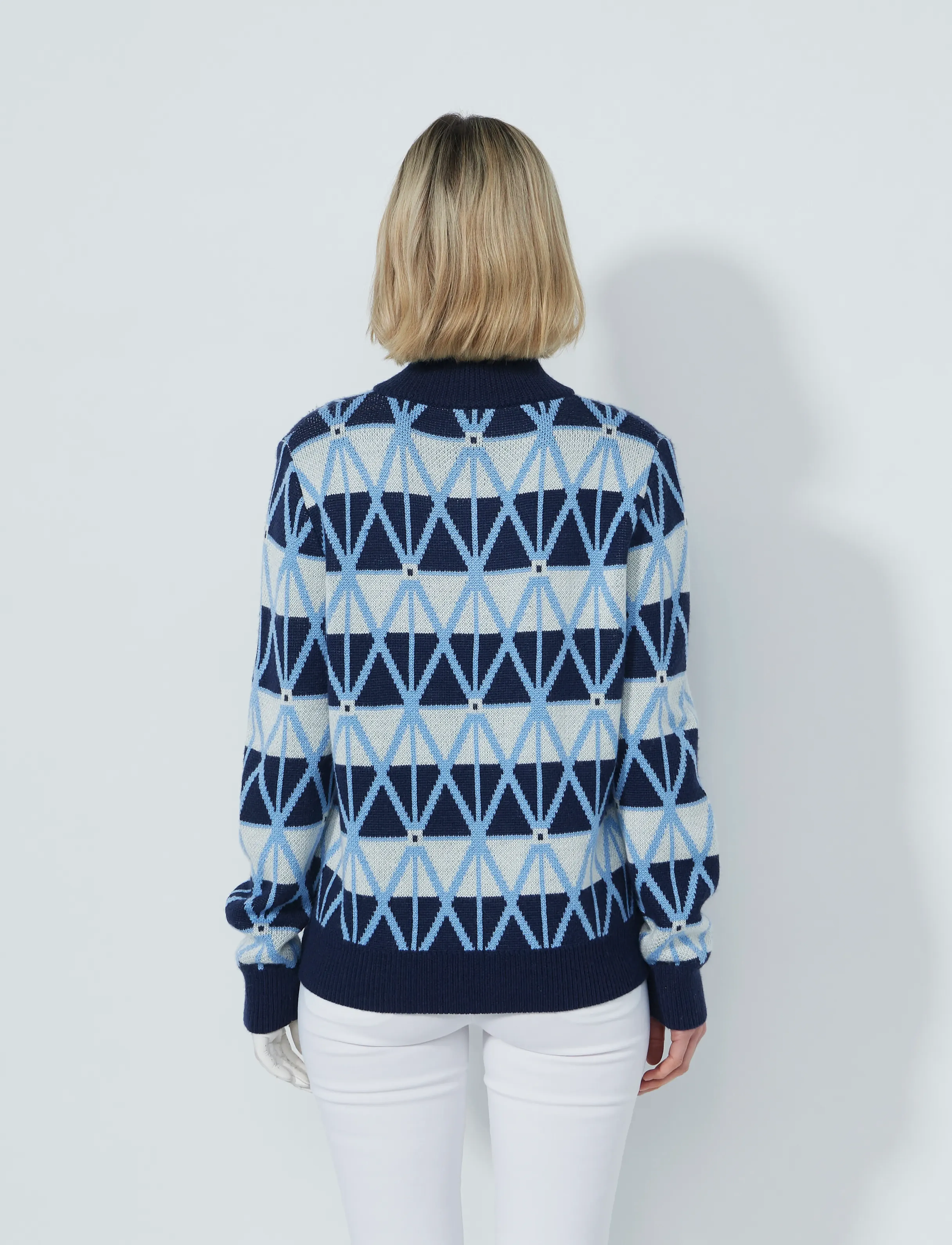 Daily Sports - Argyle Half neck Pullover lined - megzti drabužiai - navy - 3