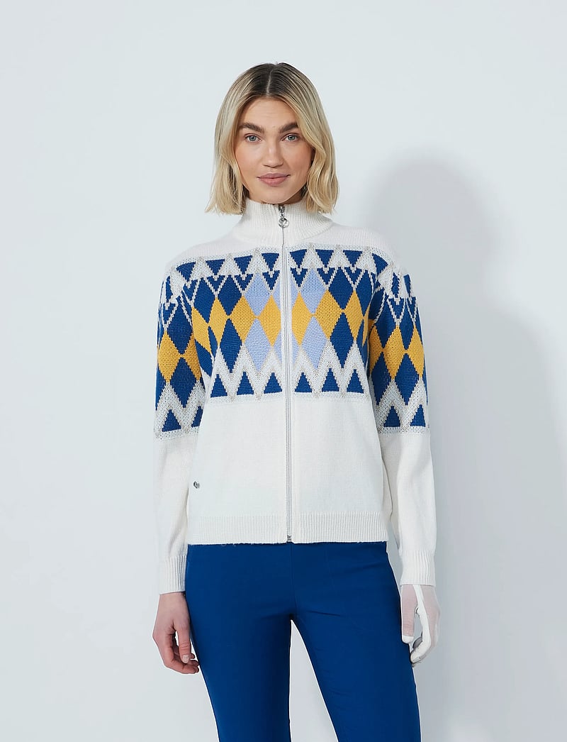 Daily Sports - Placed Argyle Cardigan lined - sweatshirts - white - 0