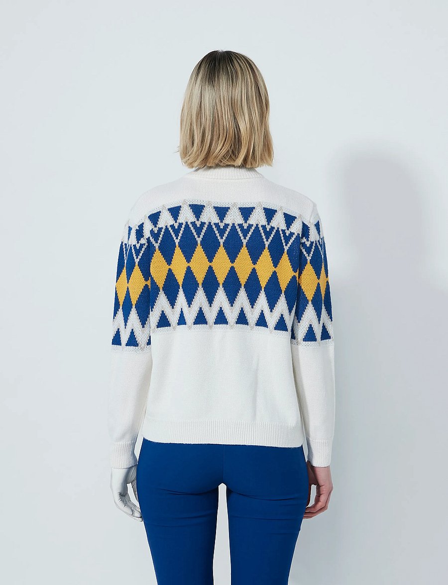 Daily Sports - Placed Argyle Cardigan lined - sweatshirts - white - 3