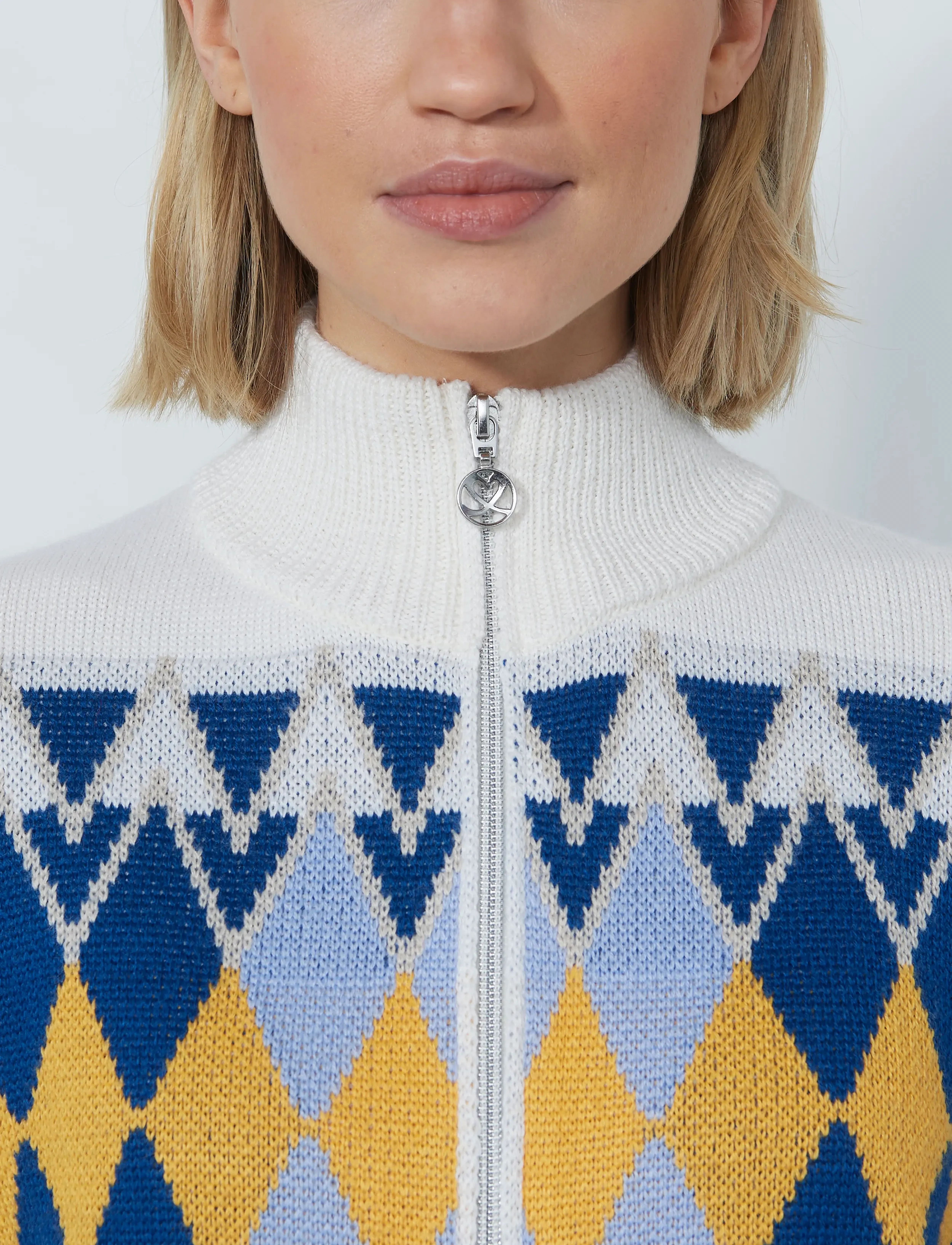 Daily Sports - Placed Argyle Cardigan lined - megztiniai ir džemperiai - white - 4