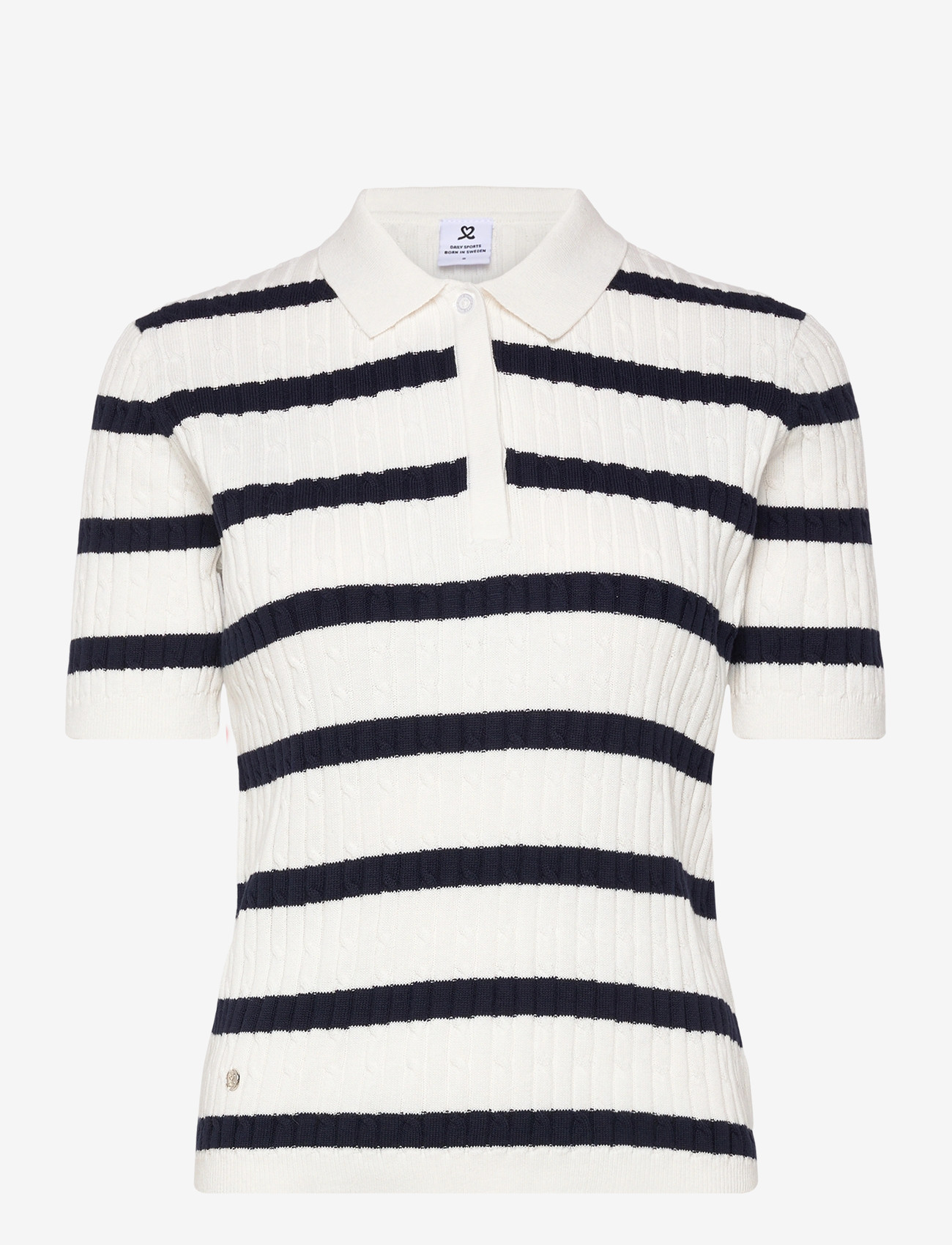 Daily Sports - Stripe Madelene 1/2S Polo shirt - toppar & t-shirts - navy - 1