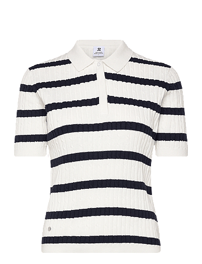 Daily Sports Stripe Madelene 1/2S Polo shirt - Kleidung - NAVY / white