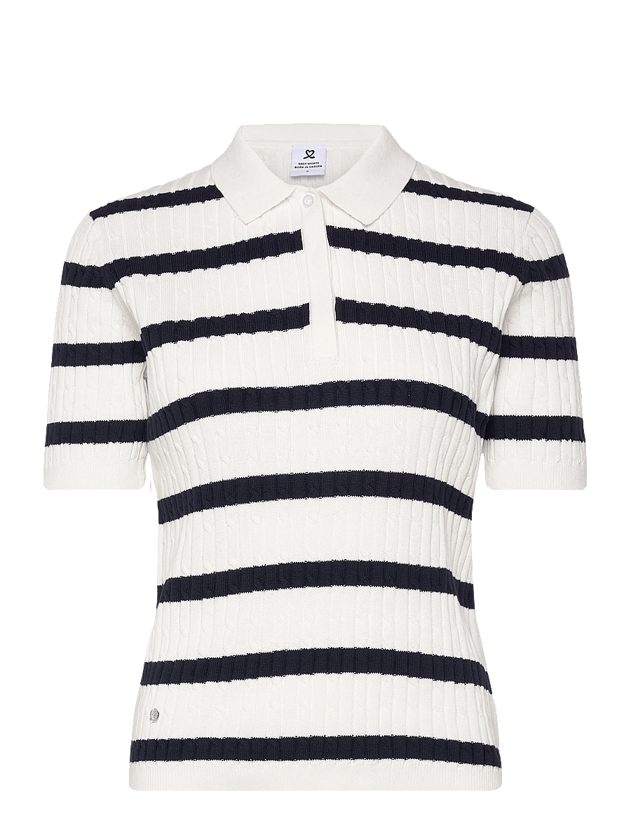 Daily Sports - Stripe Madelene 1/2S Polo shirt - oberteile & t-shirts - navy - 1