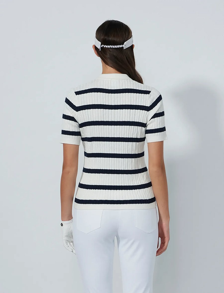 Daily Sports - Stripe Madelene 1/2S Polo shirt - oberteile & t-shirts - navy - 3