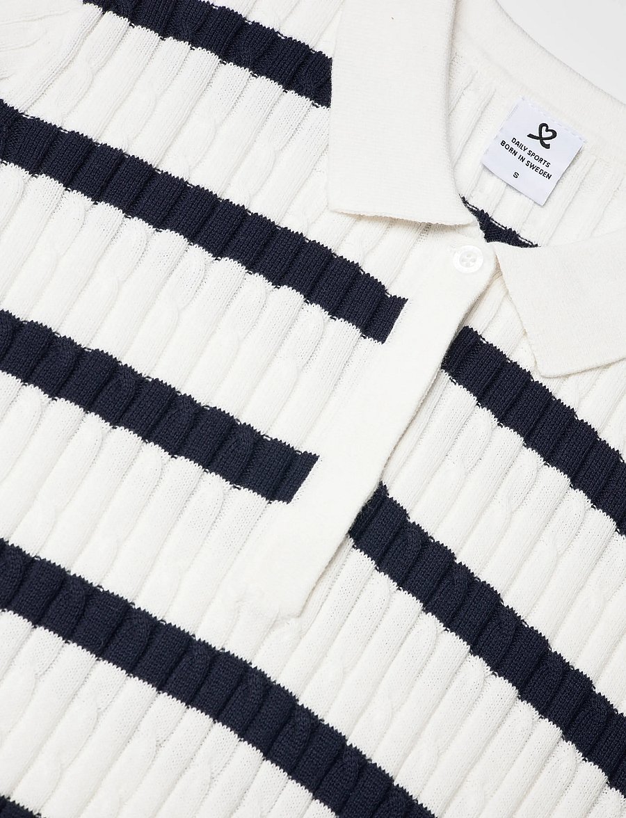 Daily Sports - Stripe Madelene 1/2S Polo shirt - oberteile & t-shirts - navy - 5