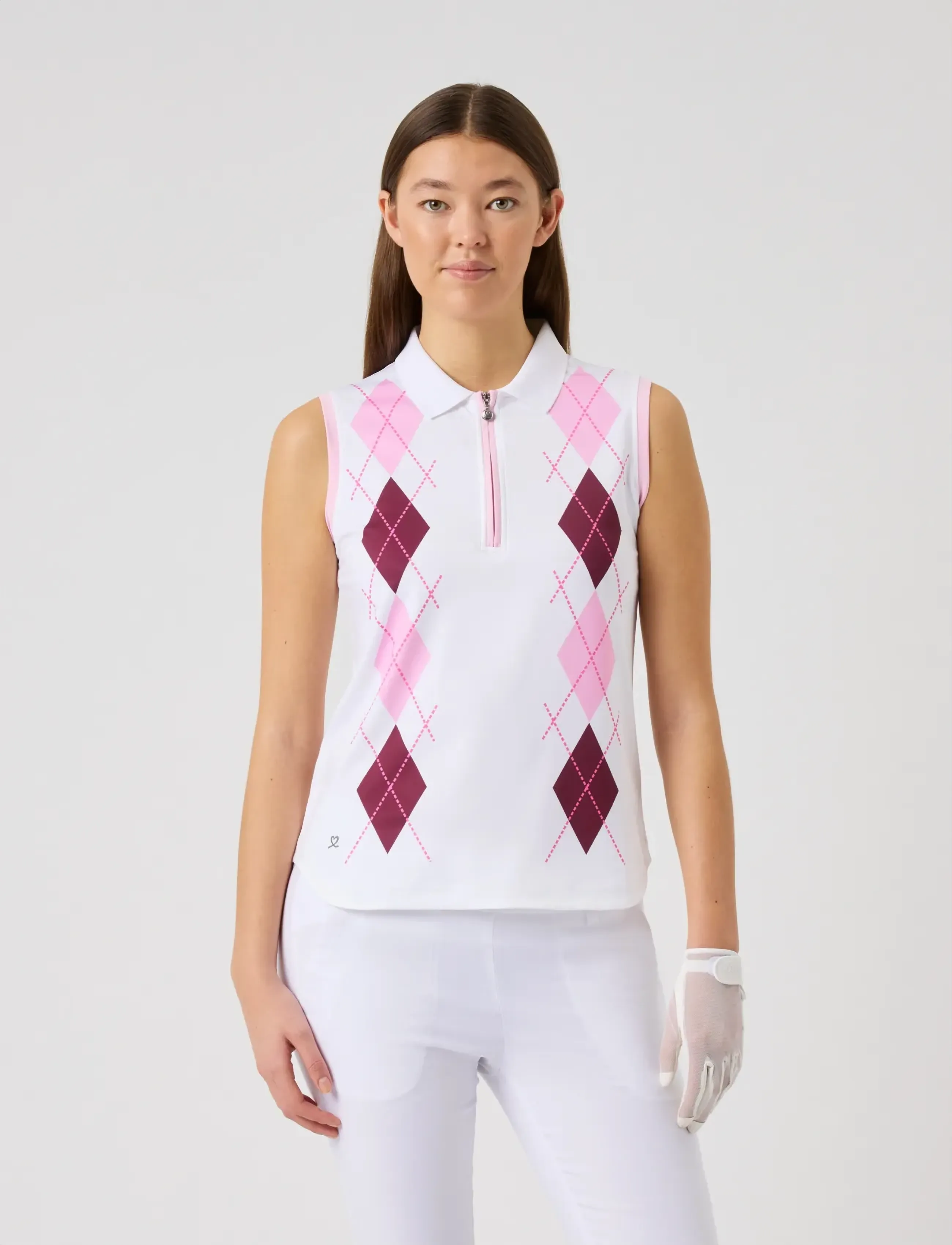 Daily Sports Argyle SL Polo shirt - T-shirts & Toppar - WHITE / white