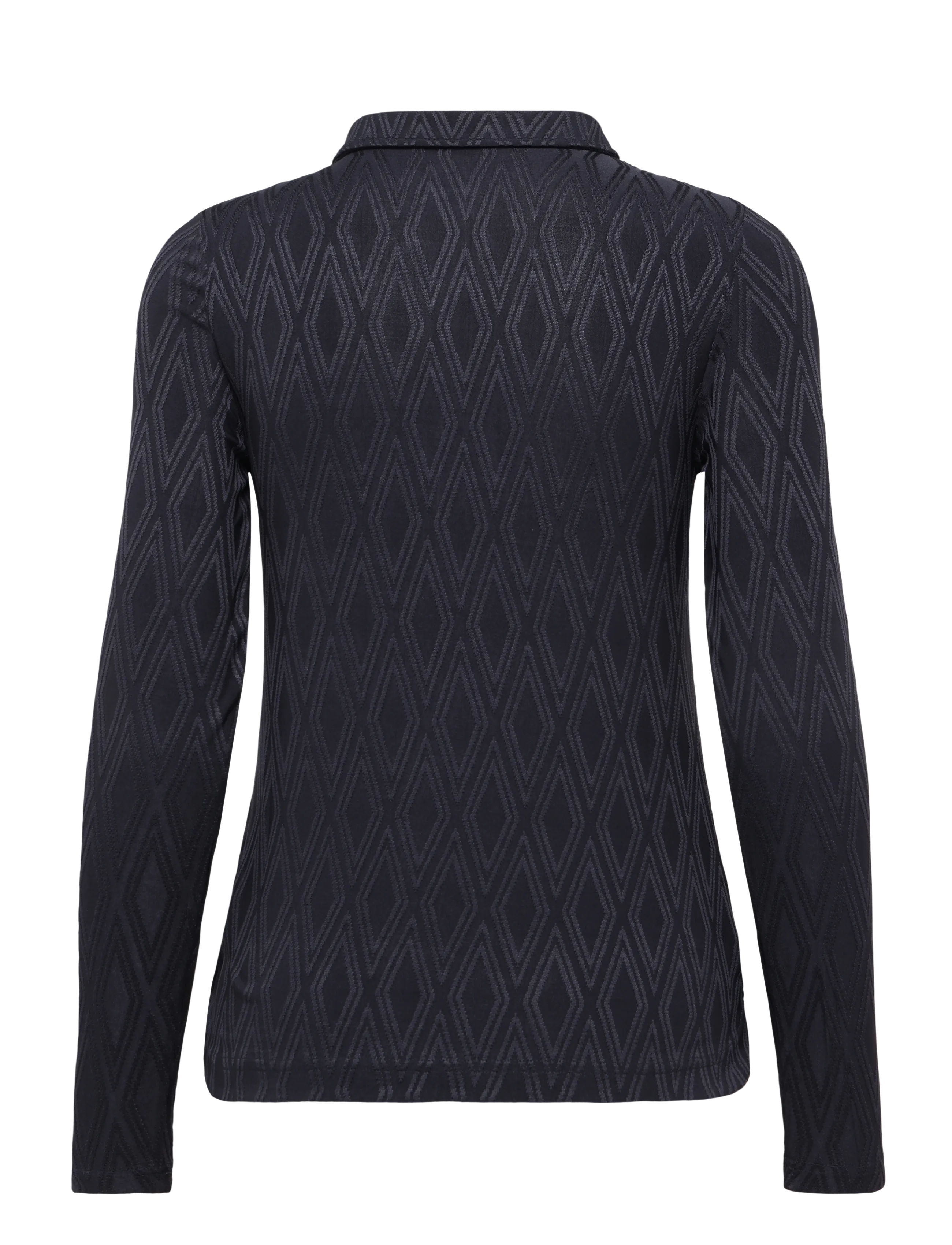 Daily Sports - Graphic Jaquard LS Poloshirt - toppe & t-shirts - navy - 2