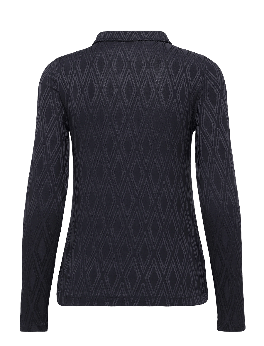 Daily Sports - Graphic Jaquard LS Poloshirt - toppe & t-shirts - navy - 2