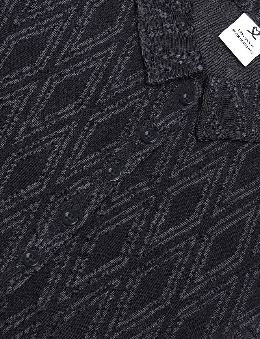 Daily Sports - Graphic Jaquard LS Poloshirt - toppe & t-shirts - navy - 5