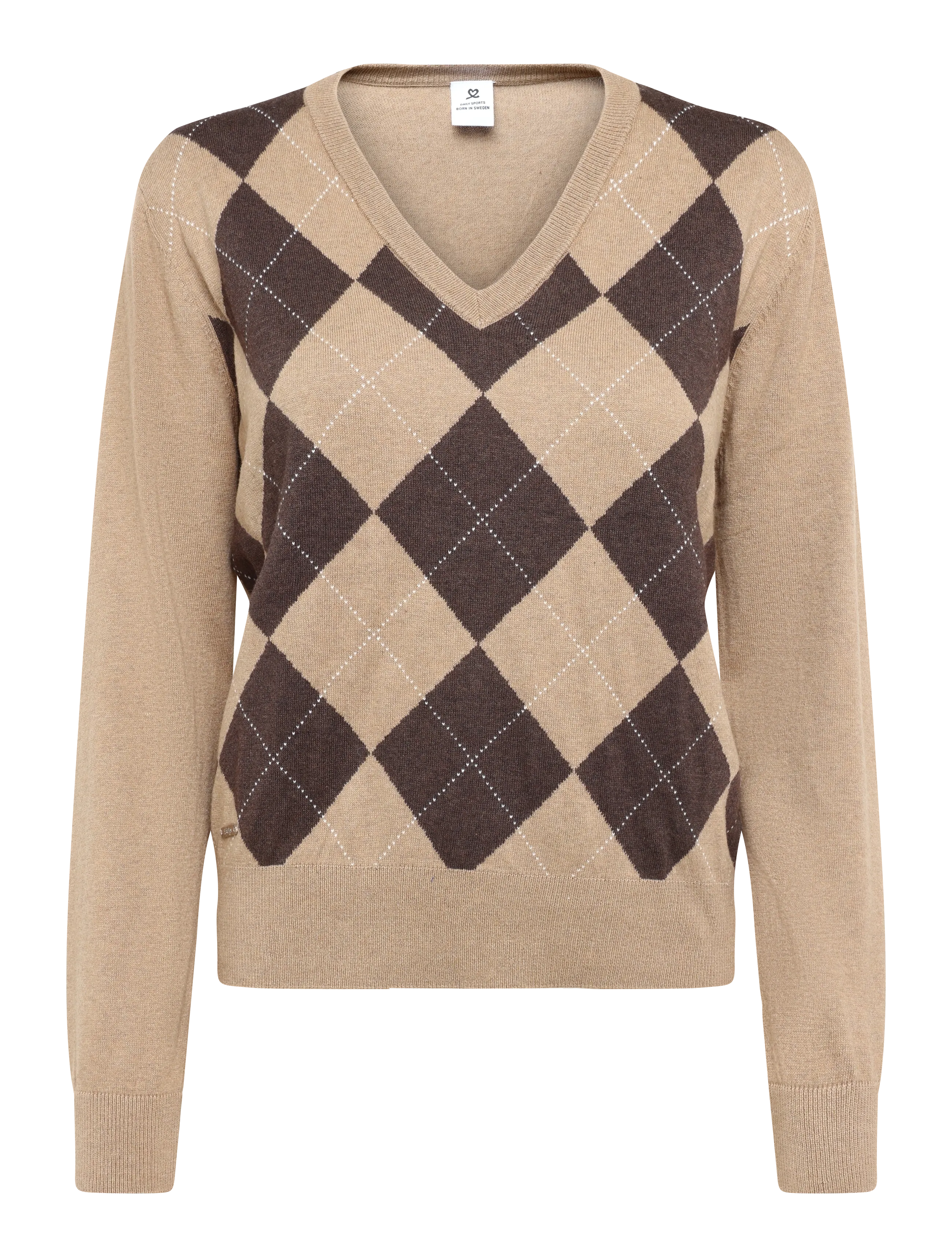 Daily Sports Argyle V-neck Pullover - Džemperi - BARK / brown