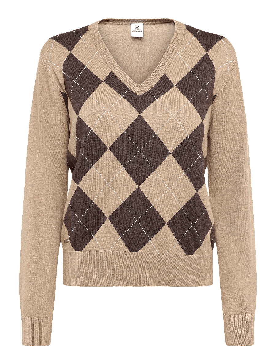 Daily Sports - Argyle V-neck Pullover - sporta džemperi un džemperi ar kapuci - bark - 1