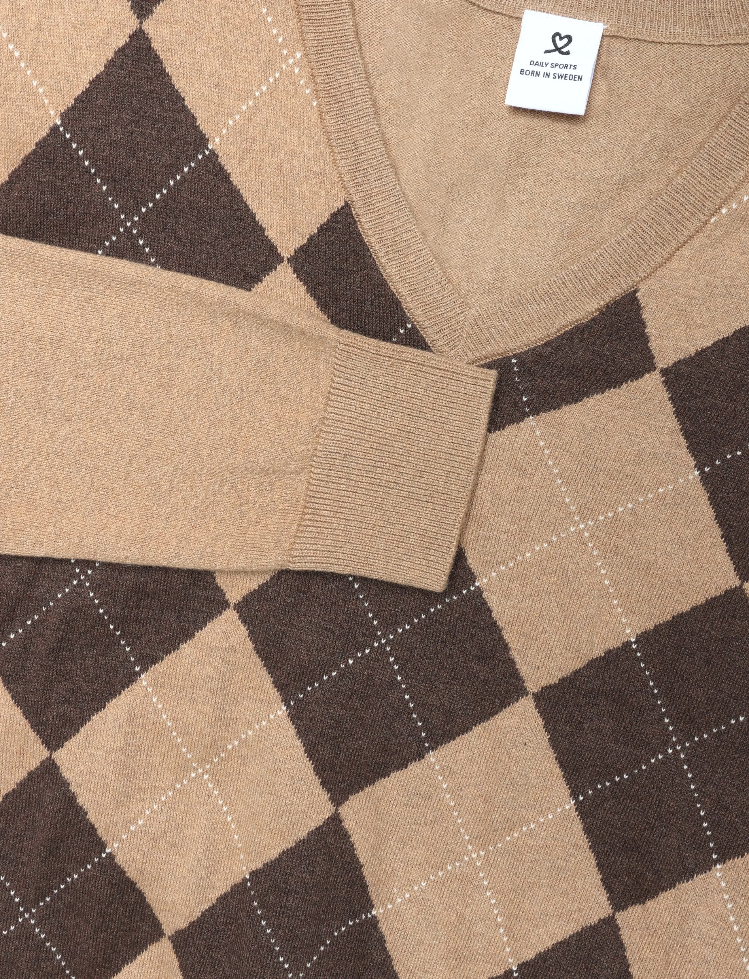 Daily Sports - Argyle V-neck Pullover - sporta džemperi un džemperi ar kapuci - bark - 5