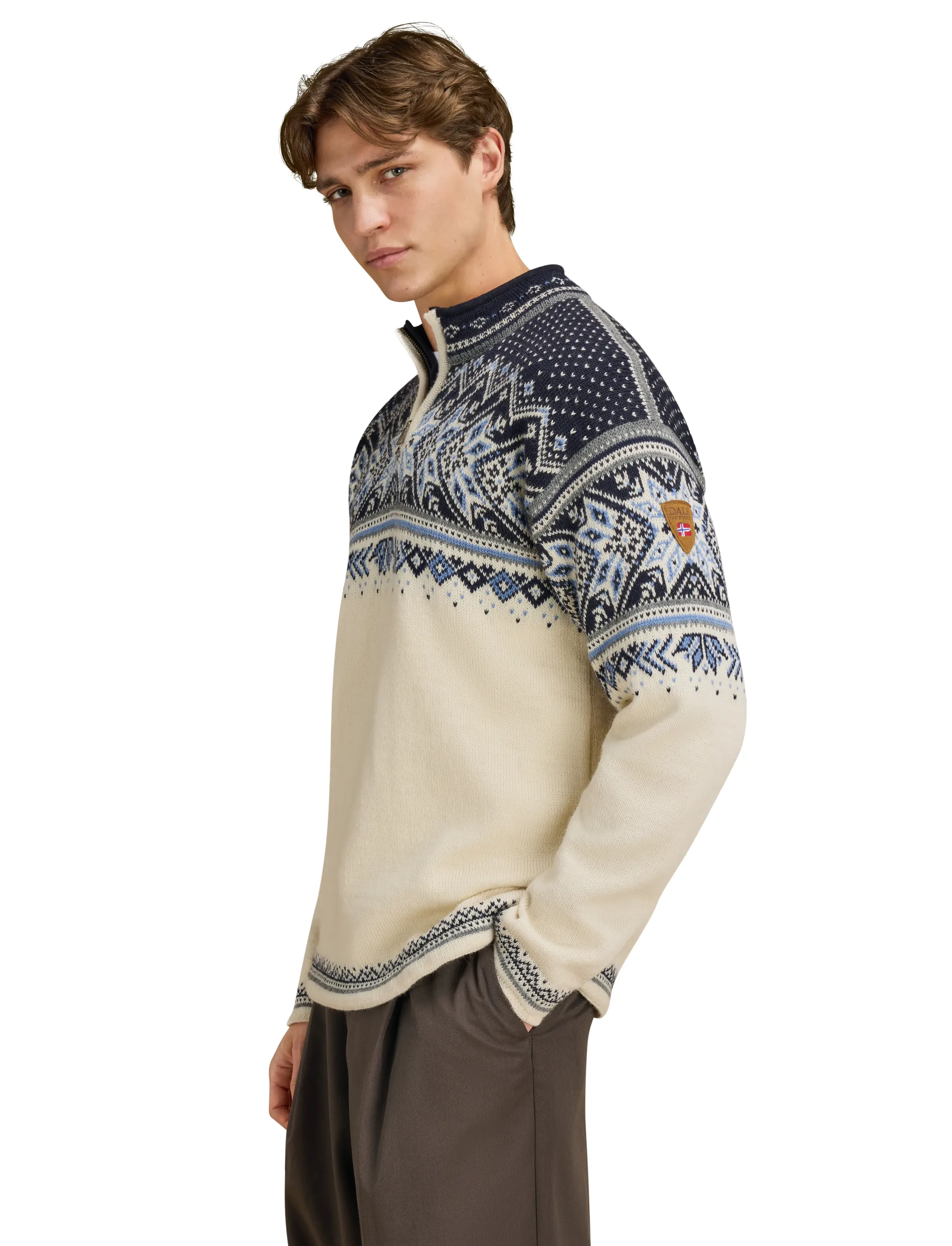 Dale of Norway - Vail Masc Sweater - poolpika lukuga džemprid - offwhite coffee sandstone - 0