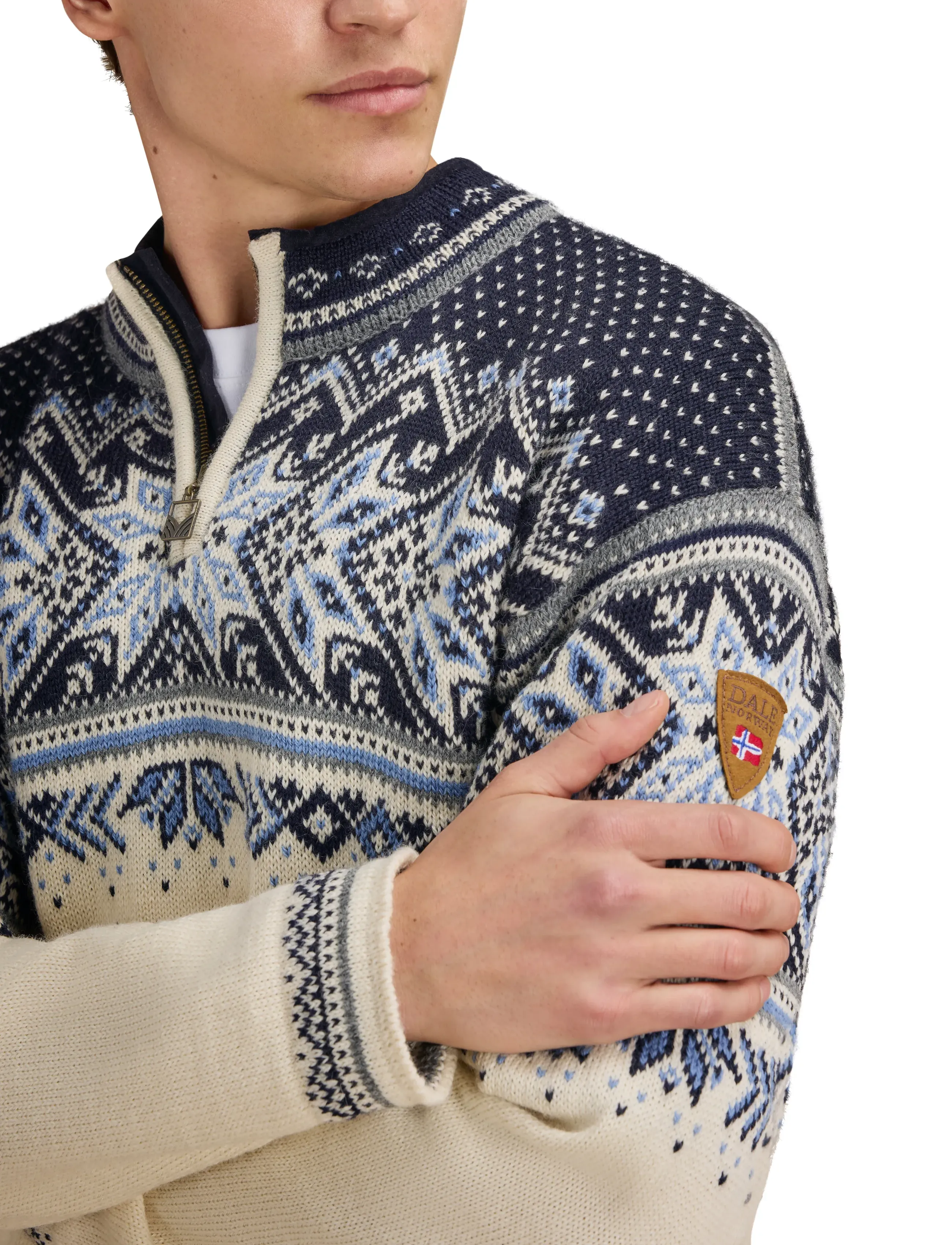 Dale of Norway - Vail Masc Sweater - poolpika lukuga džemprid - offwhite coffee sandstone - 4