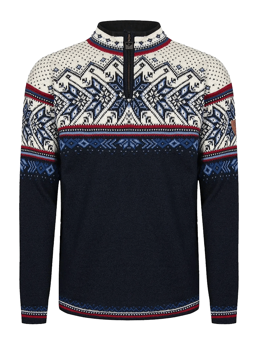 Dale of Norway - Vail Masc Sweater - half zip jumpers - midnightnavy redrose offwhite - 1