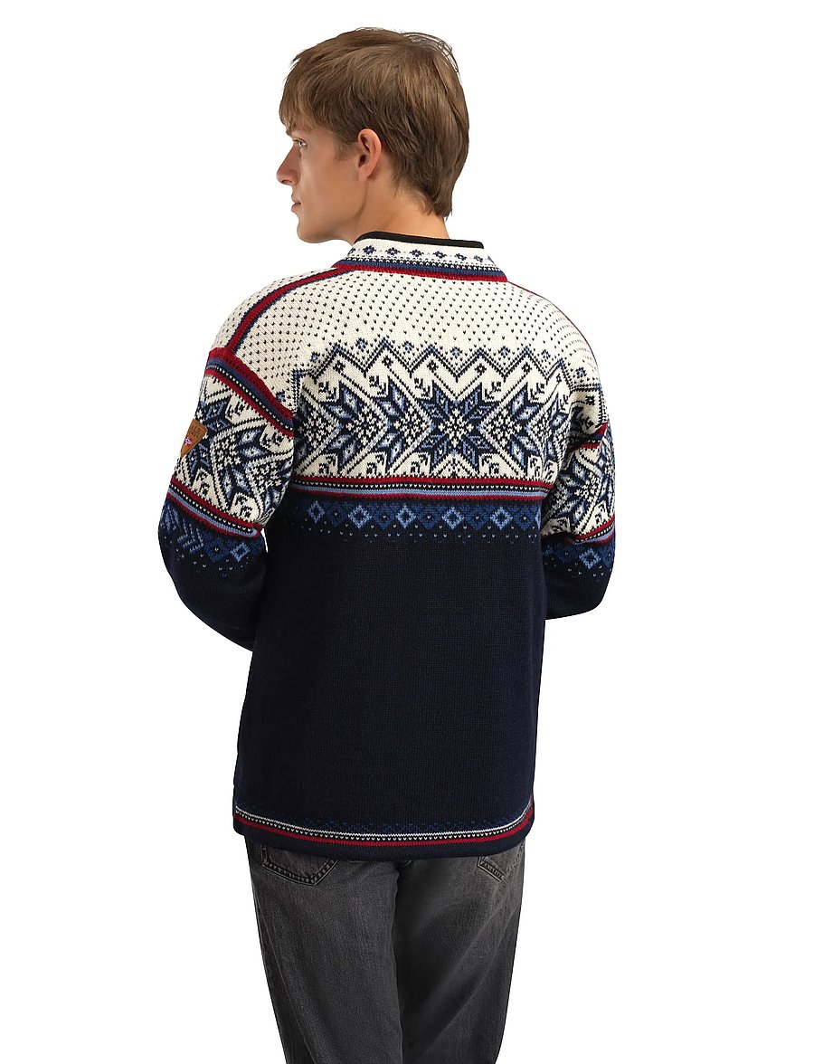 Dale of Norway - Vail Masc Sweater - half zip jumpers - midnightnavy redrose offwhite - 3
