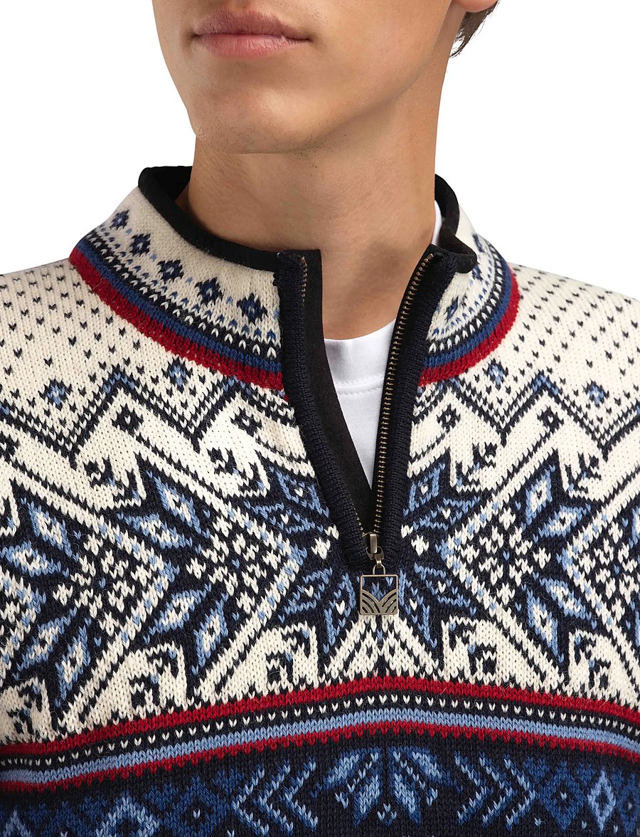 Dale of Norway - Vail Masc Sweater - half zip jumpers - midnightnavy redrose offwhite - 4