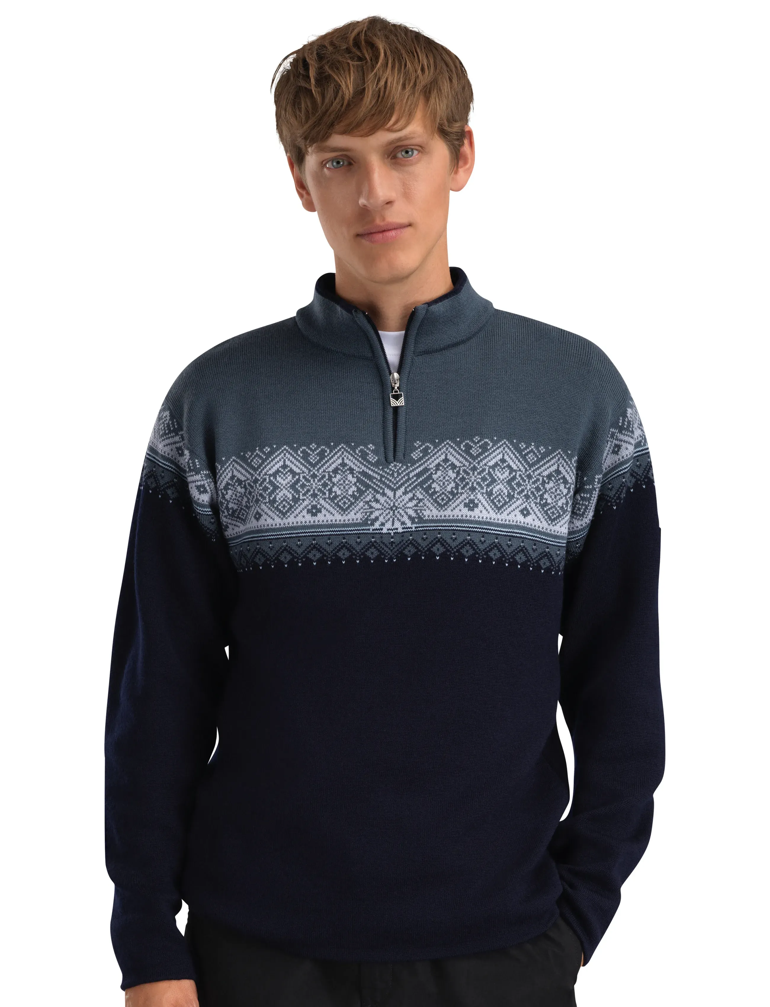 Dale of Norway - Moritz Masc Sweater - poolpika lukuga džemprid - marine steel ice - 0
