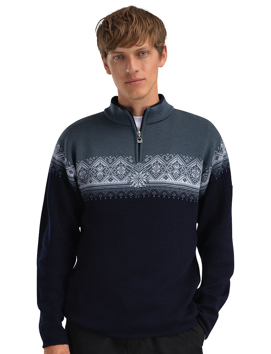 Dale of Norway - Moritz Masc Sweater - poolpika lukuga džemprid - marine steel ice - 0