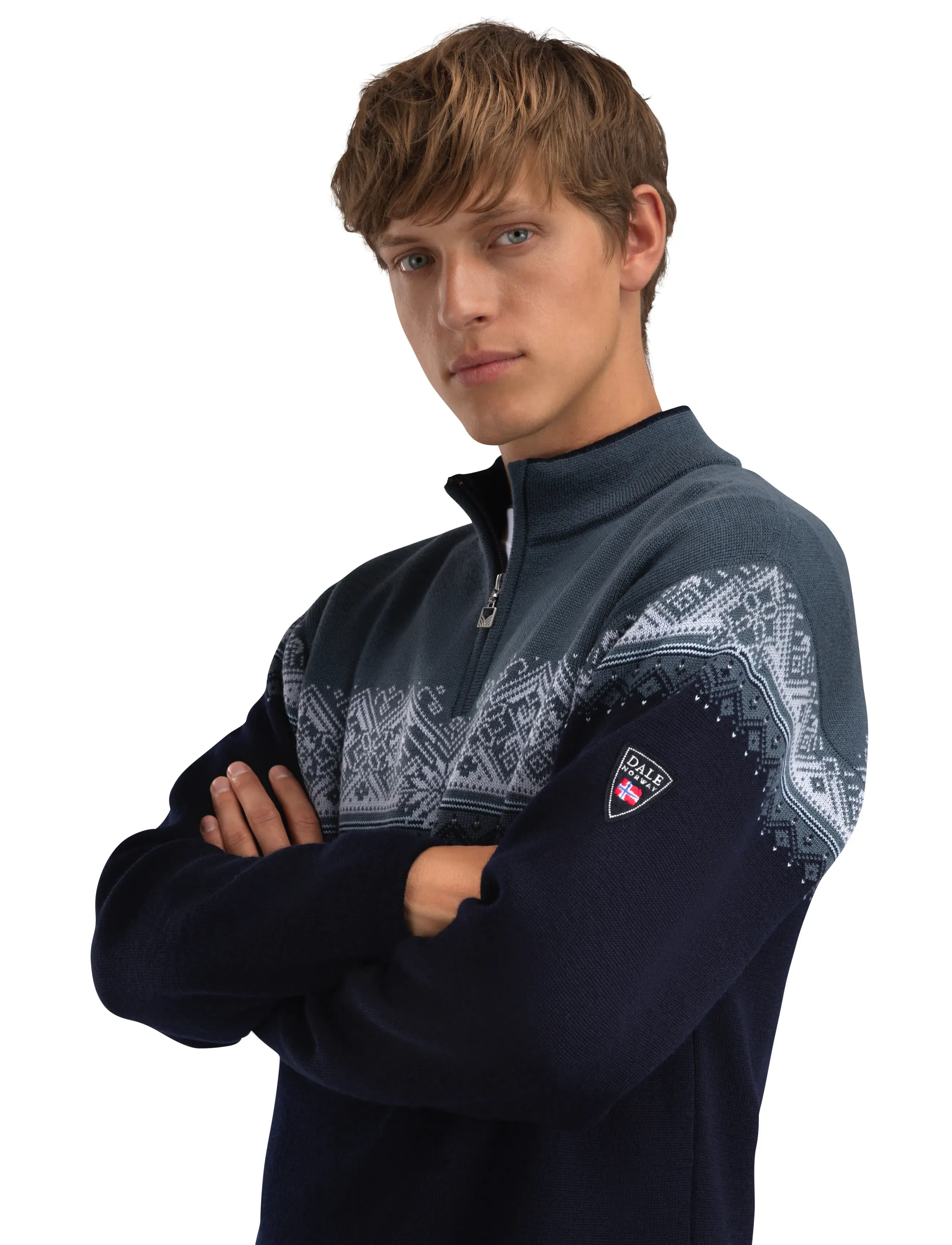 Dale of Norway - Moritz Masc Sweater - poolpika lukuga džemprid - marine steel ice - 4