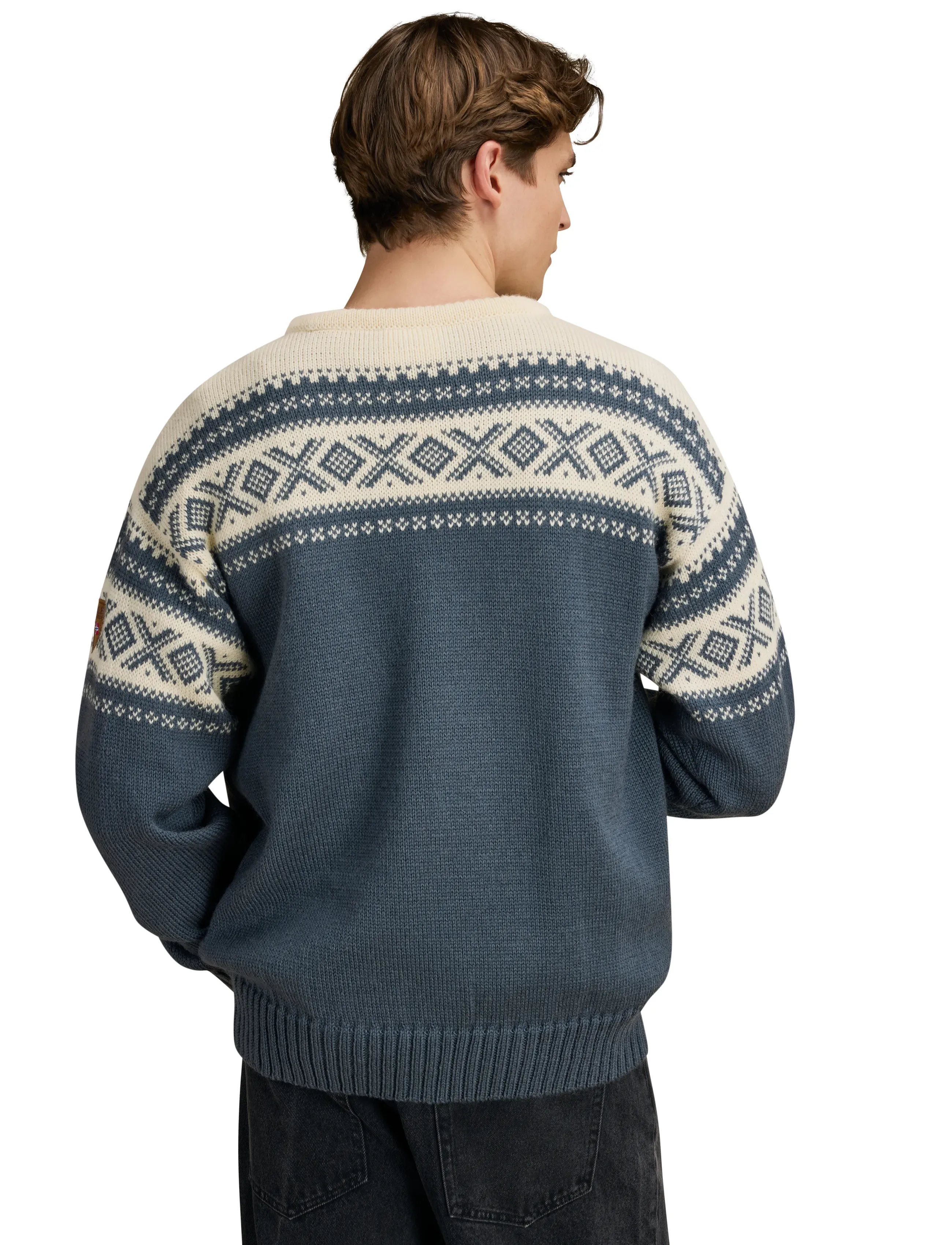 Dale of Norway - Cortina 1956 Uni Sweater - Ümara kaelusega - steel offwhite - 3