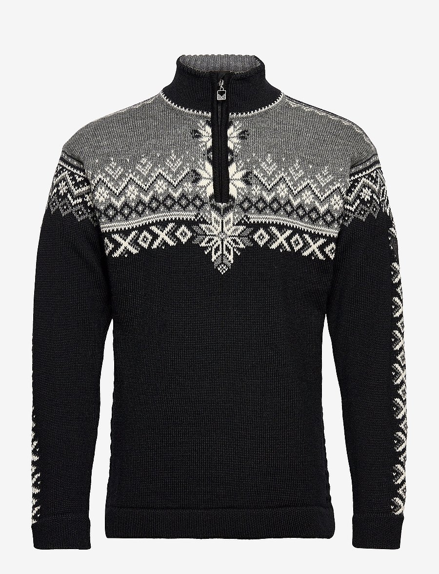 Dale of Norway - 140th Anniversary Masc Sweater - half zip jumpers - black smoke offwhite - 1