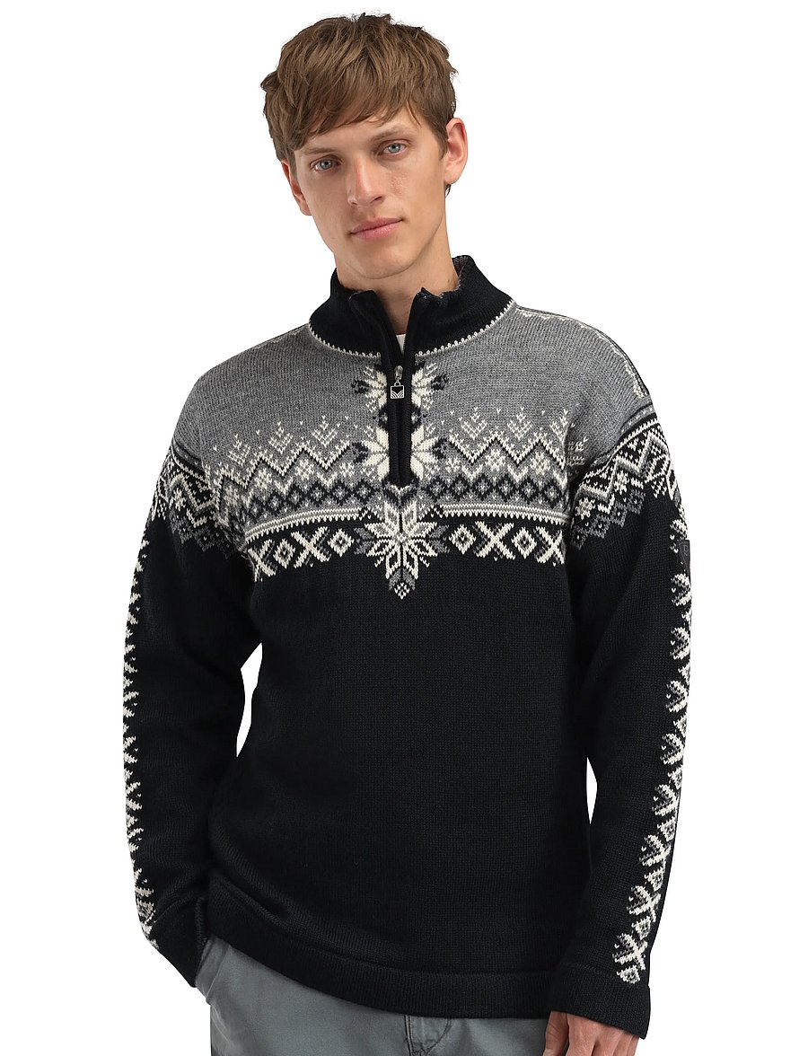 Dale of Norway - 140th Anniversary Masc Sweater - half zip jumpers - black smoke offwhite - 0