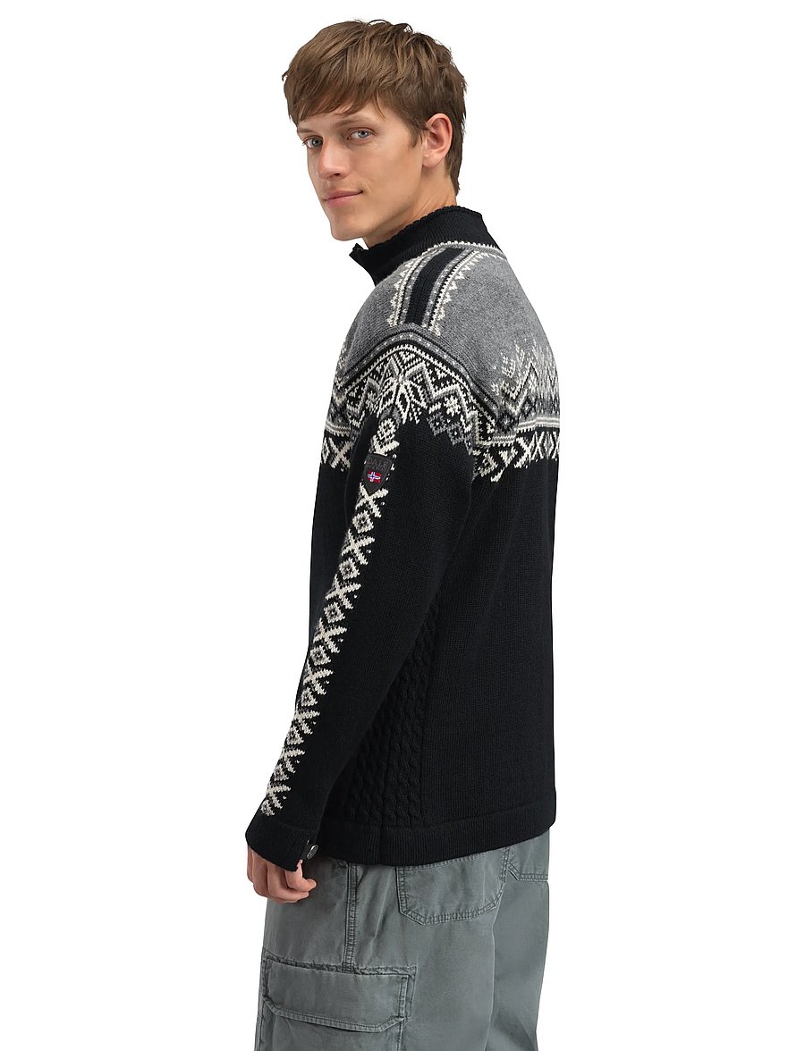 Dale of Norway - 140th Anniversary Masc Sweater - half zip jumpers - black smoke offwhite - 3