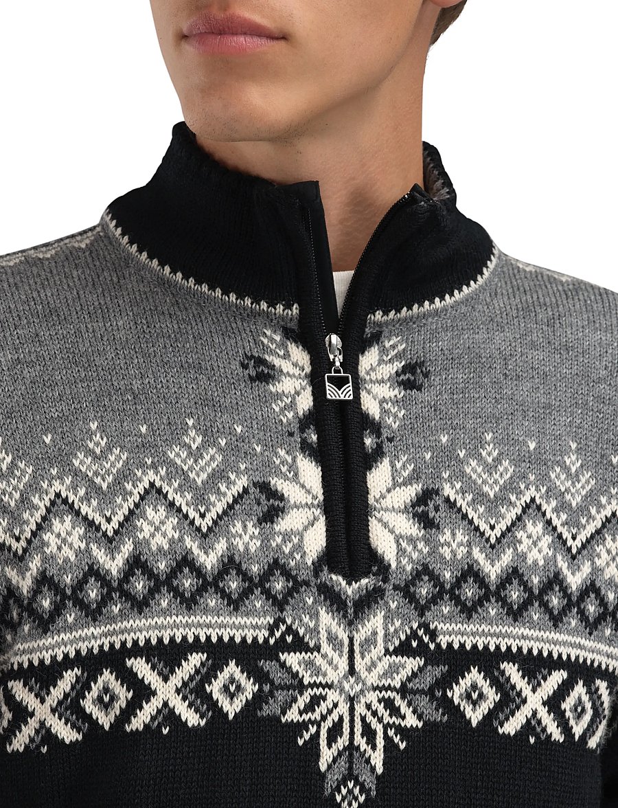 Dale of Norway - 140th Anniversary Masc Sweater - half zip jumpers - black smoke offwhite - 5