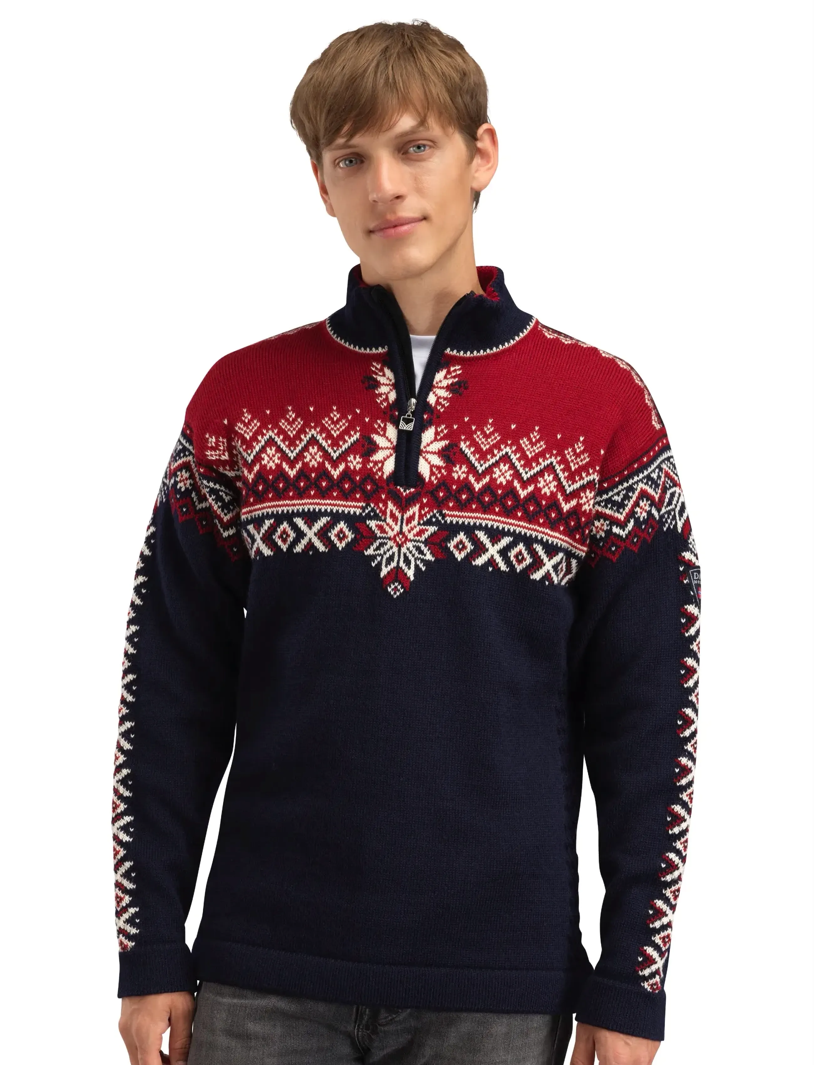 Dale of Norway - 140th Anniversary Masc Sweater - navy redrose offwhite - 0