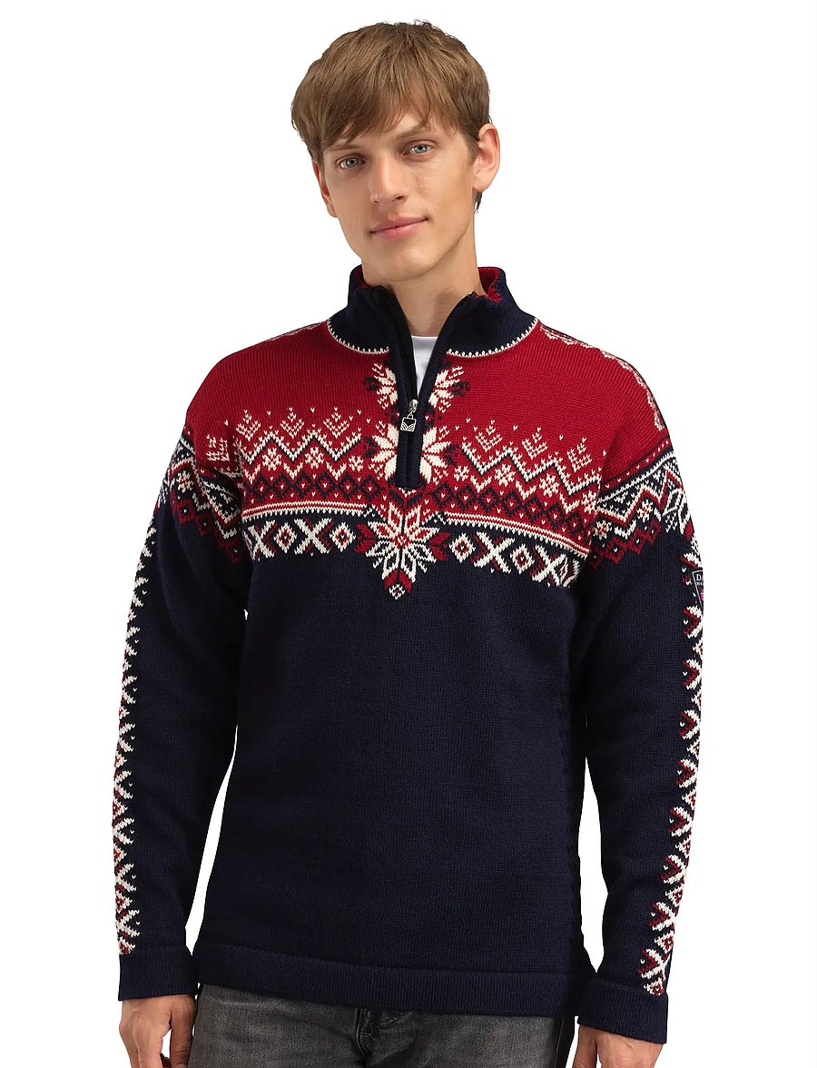 Dale of Norway - 140th Anniversary Masc Sweater - navy redrose offwhite - 0