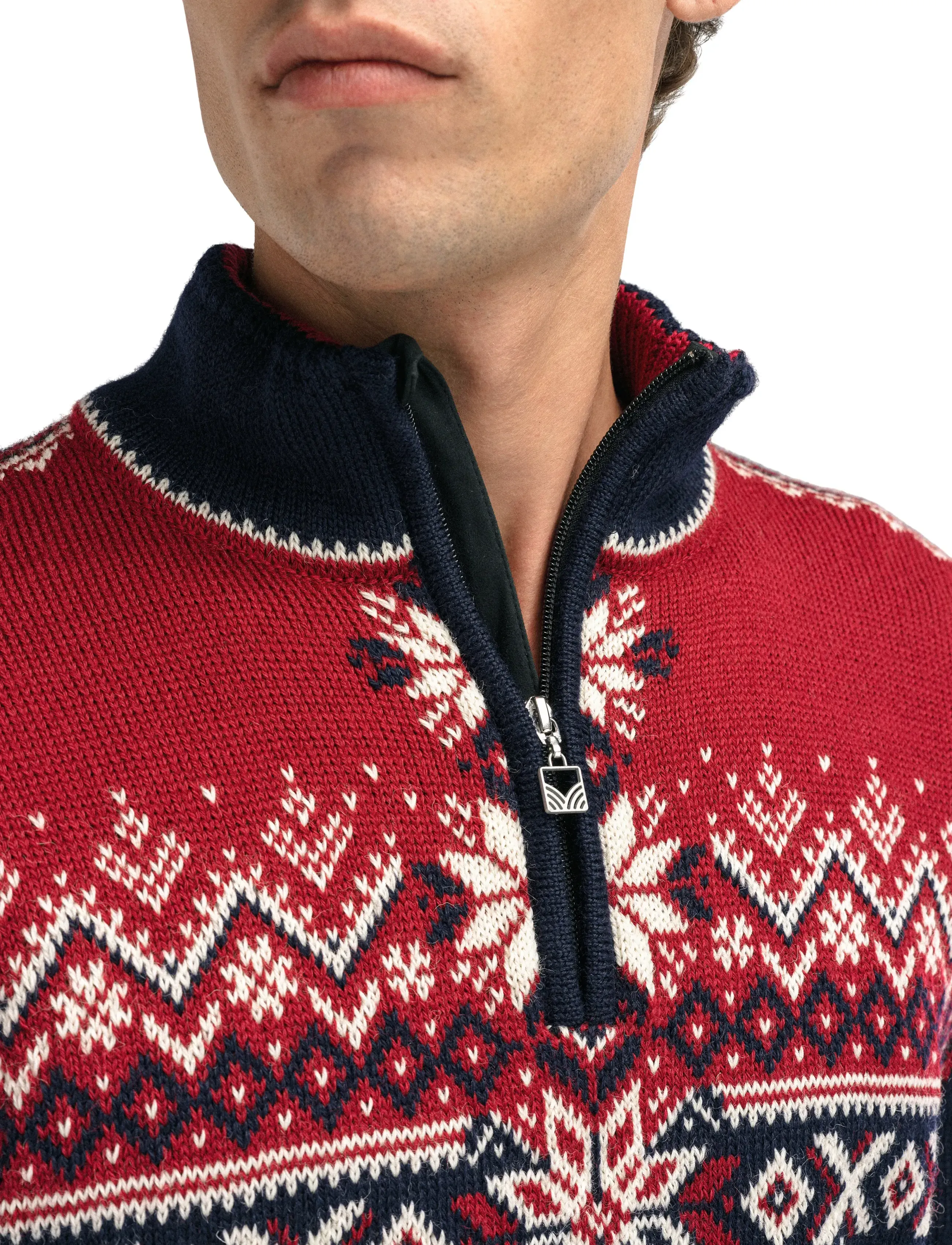 Dale of Norway - 140th Anniversary Masc Sweater - navy redrose offwhite - 5