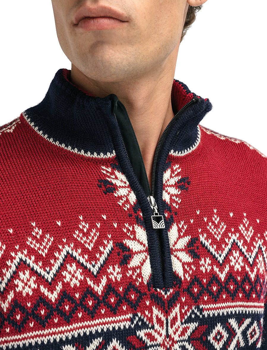 Dale of Norway - 140th Anniversary Masc Sweater - navy redrose offwhite - 5