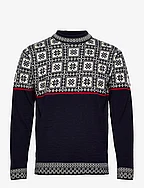 Tyssøy Masc Sweater - NAVY/OFF WHITE/RASPBERRY