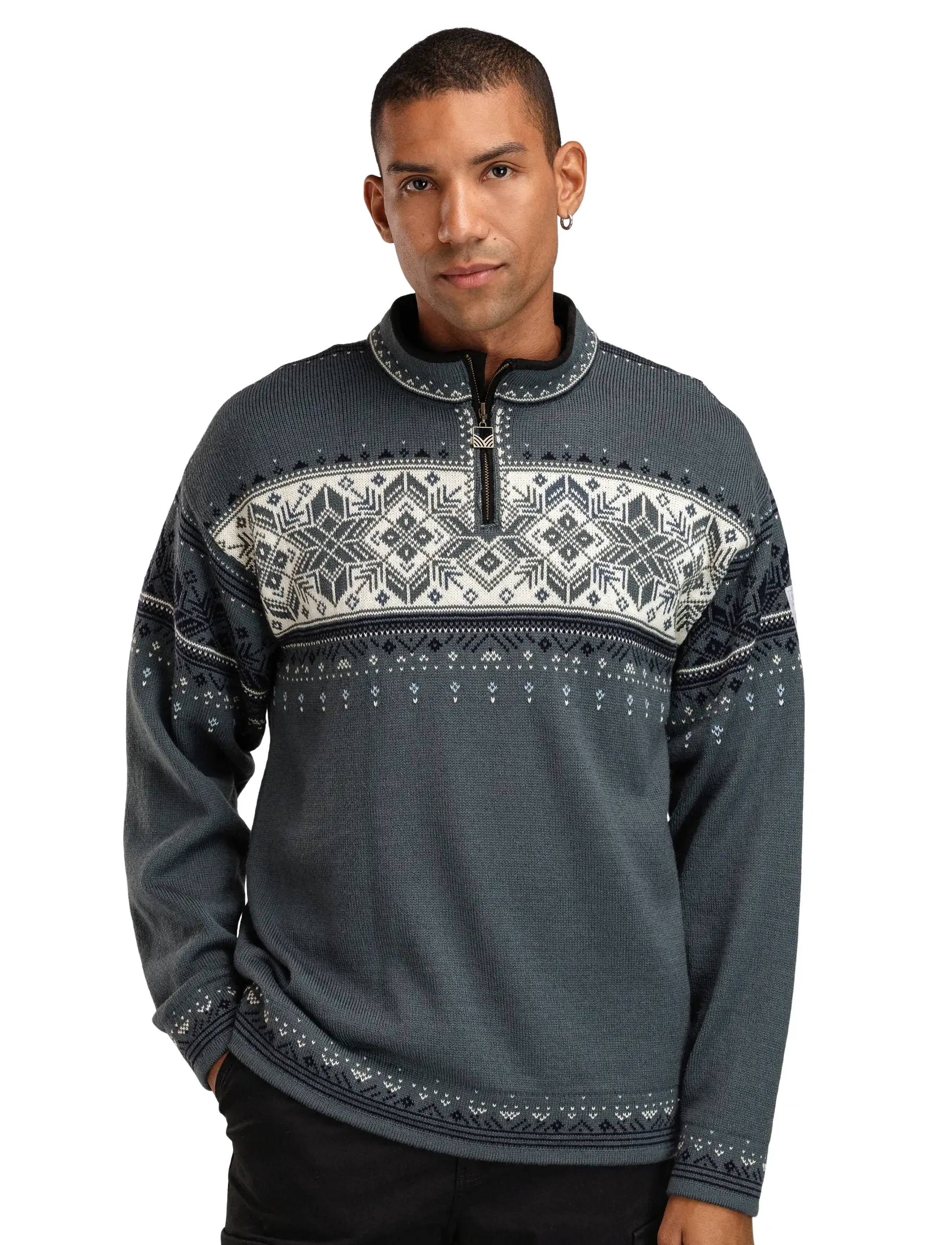 Dale of Norway - Blyfjell Sweater - poolpika lukuga džemprid - steel offwhite navy - 0
