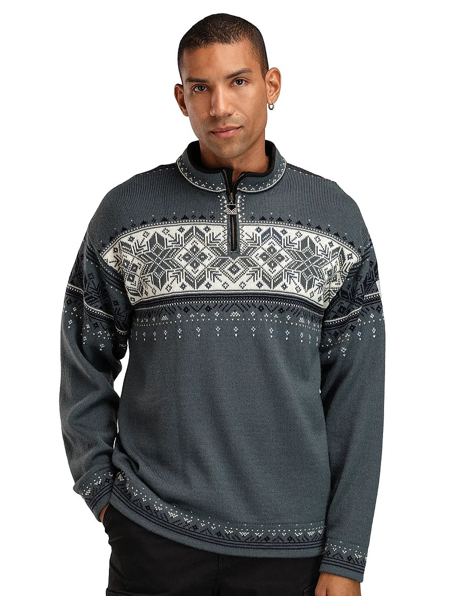 Dale of Norway - Blyfjell Sweater - poolpika lukuga džemprid - steel offwhite navy - 0