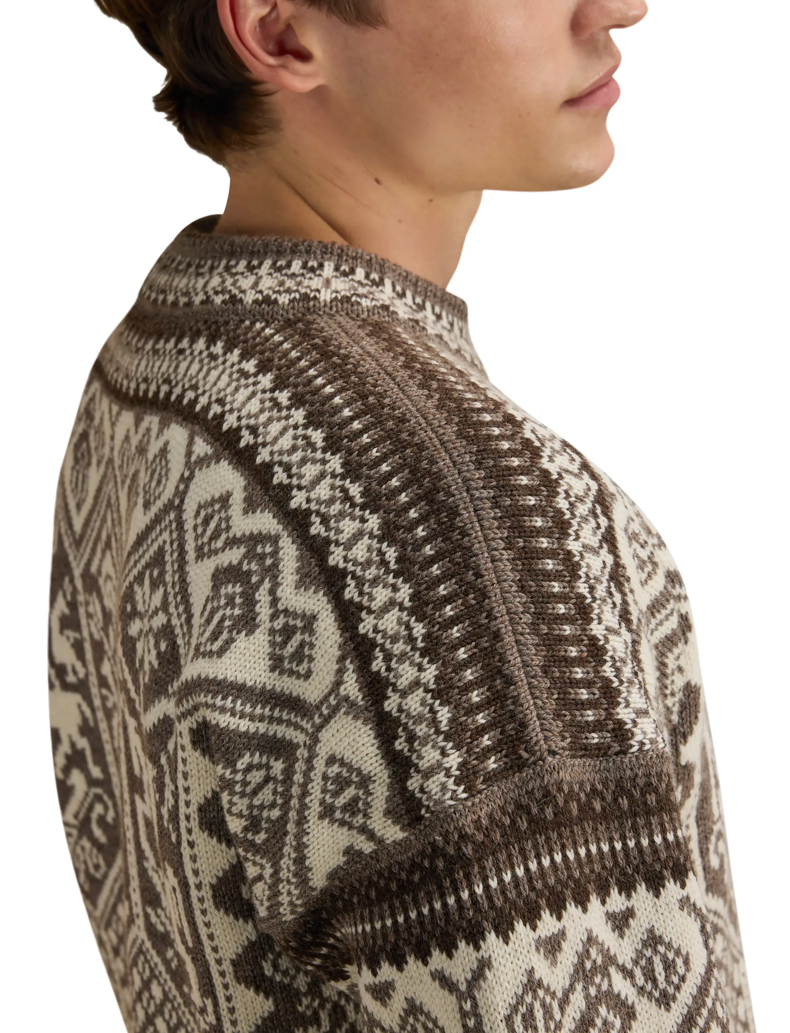 Dale of Norway - 1994 Masc Sweater - Ümara kaelusega - nutmeg nat.white coffee - 4
