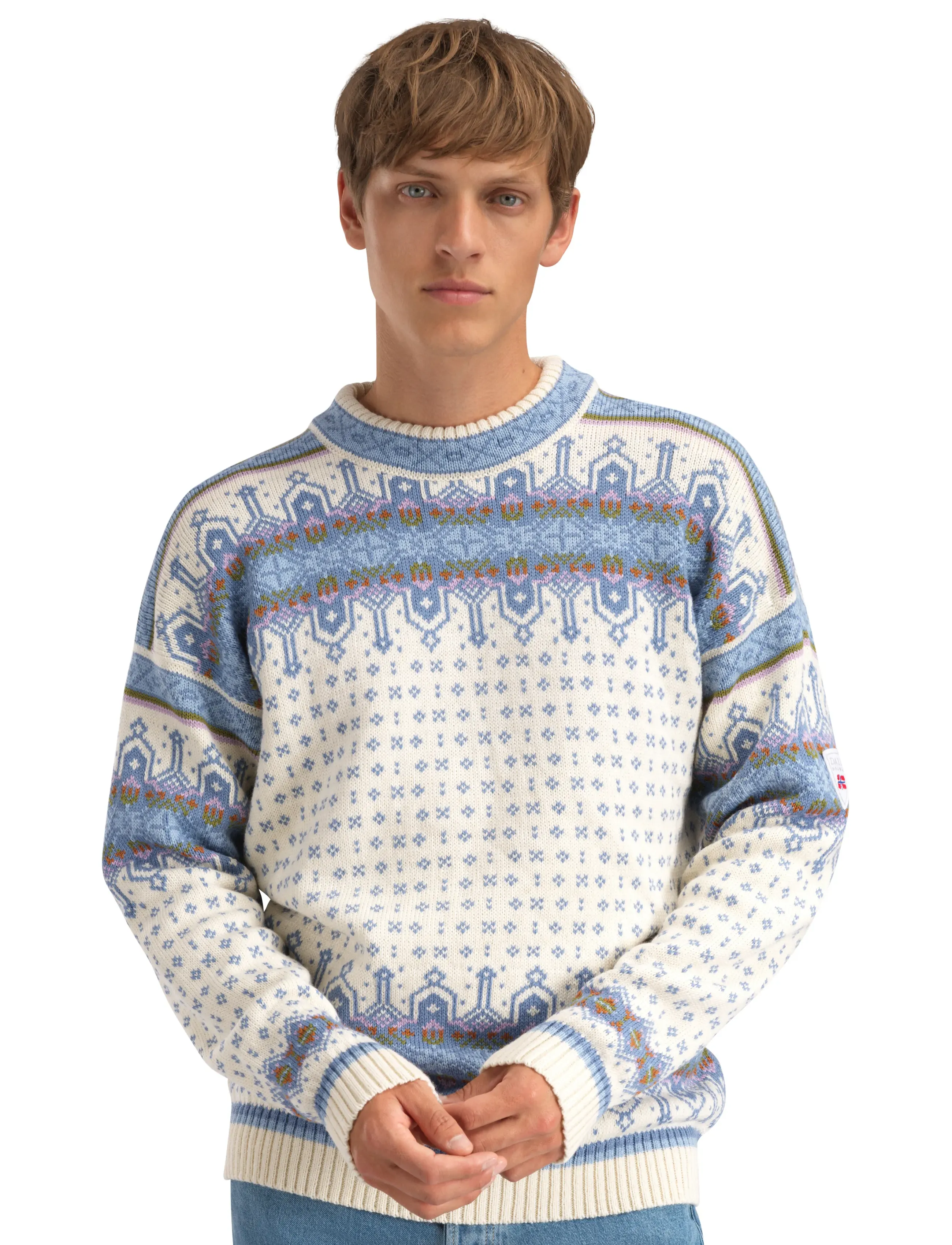 Dale of Norway Albertville Masc. Sweater, Herren, Gemusterter Stehkragen Pullover, Beige, Gr.L