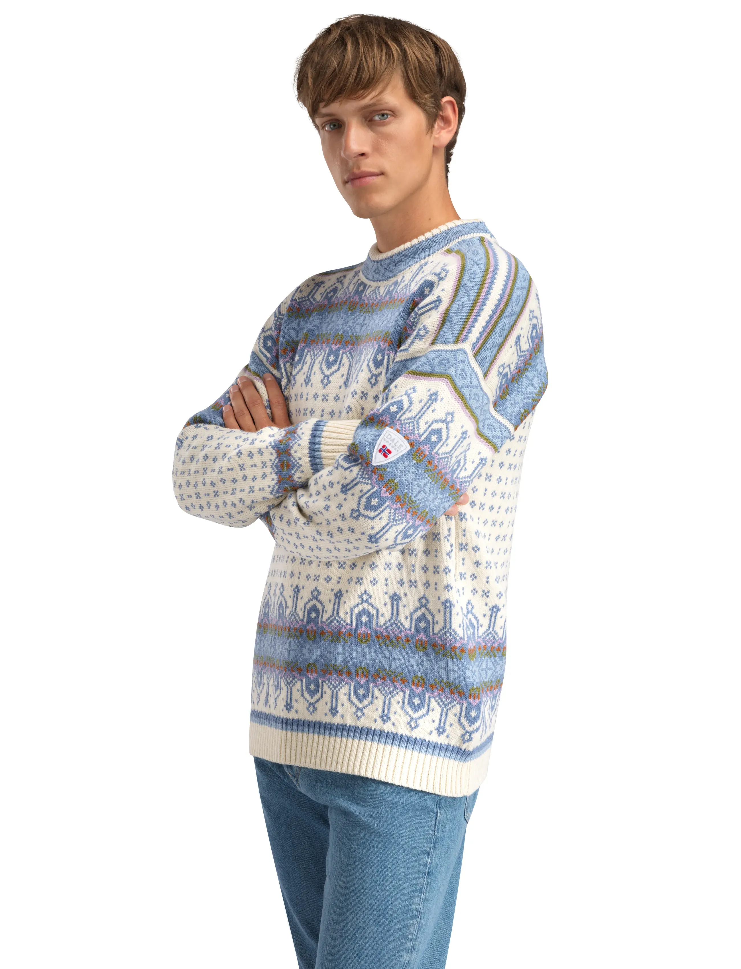 Dale of Norway - Albertville Masc. Sweater - rundhals - offwhite blue shadow - 4