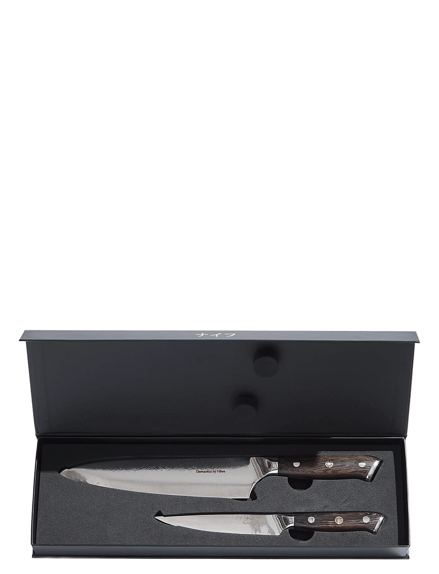 Damascus by Hâws - Chef Knife 32 Cm + Utility Knife 24Cm Wengé - messersets - brown - 1