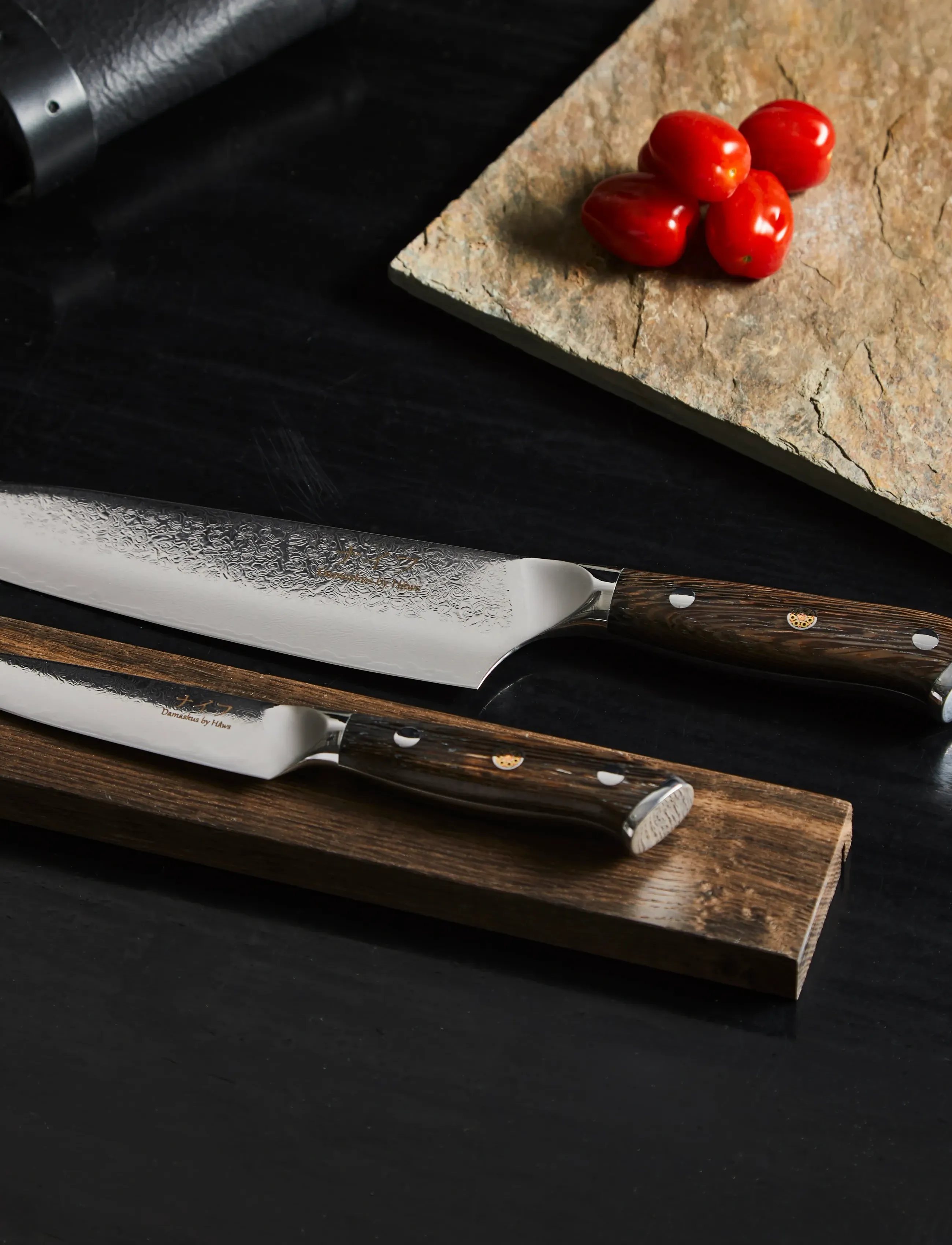 Damascus by Hâws - Chef Knife 32 Cm + Utility Knife 24Cm Wengé - knife sets - brown - 2
