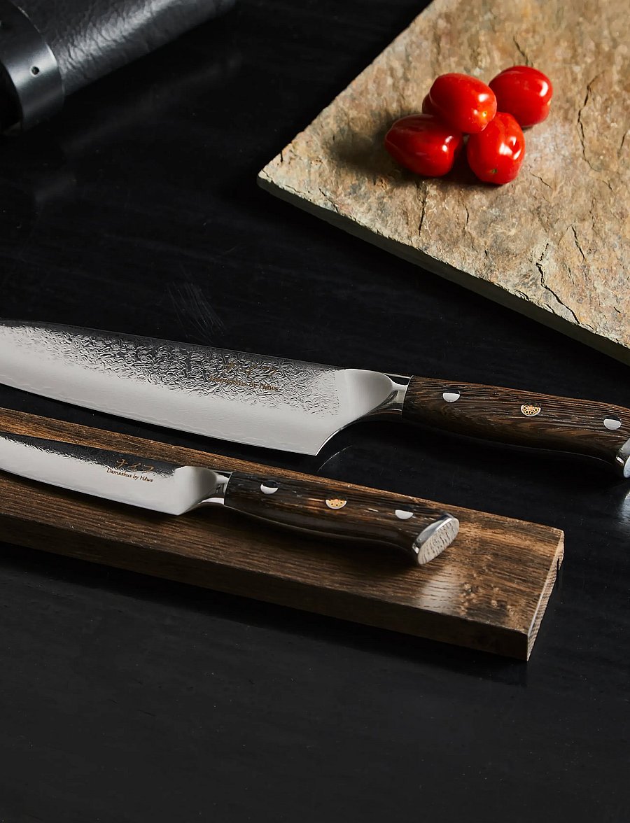 Damascus by Hâws - Chef Knife 32 Cm + Utility Knife 24Cm Wengé - messersets - brown - 2