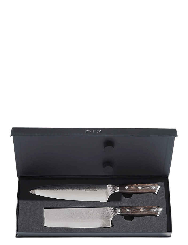 Damascus by Hâws - Chef Knife 32 Cm + Vegetable Knife 30 Cm Wengé - knivsæt - brown - 0