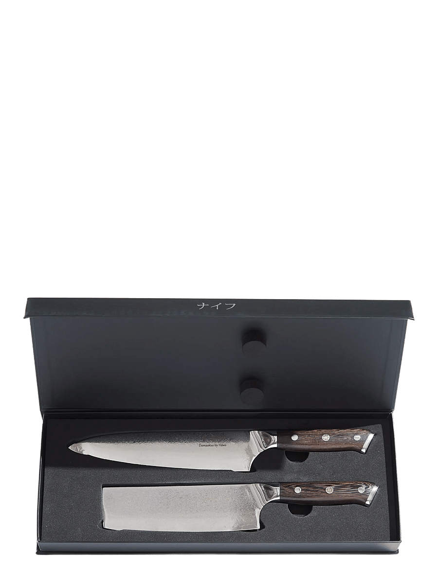 Damascus by Hâws - Chef Knife 32 Cm + Vegetable Knife 30 Cm Wengé - messersets - brown - 1