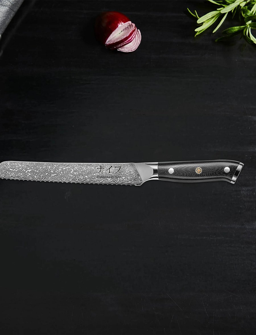 Damascus by Hâws - Bread Knife 33 Cm - brotmesser - black - 0