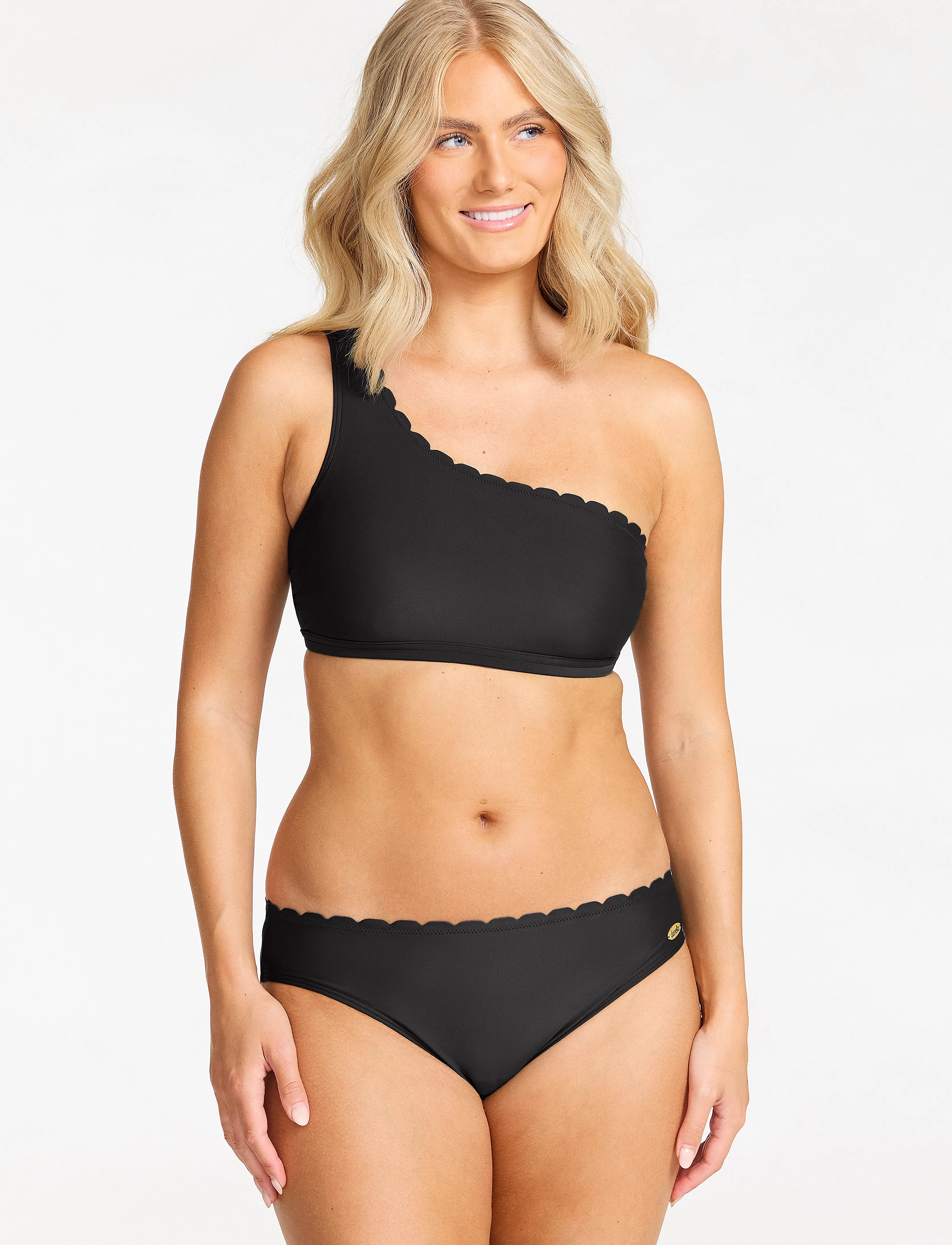 Damella of Sweden Bikinibra Protes Nora Wavy, 38, Bikini Oberteile, Schwarz - Bandeau Bikinitops, Frauen